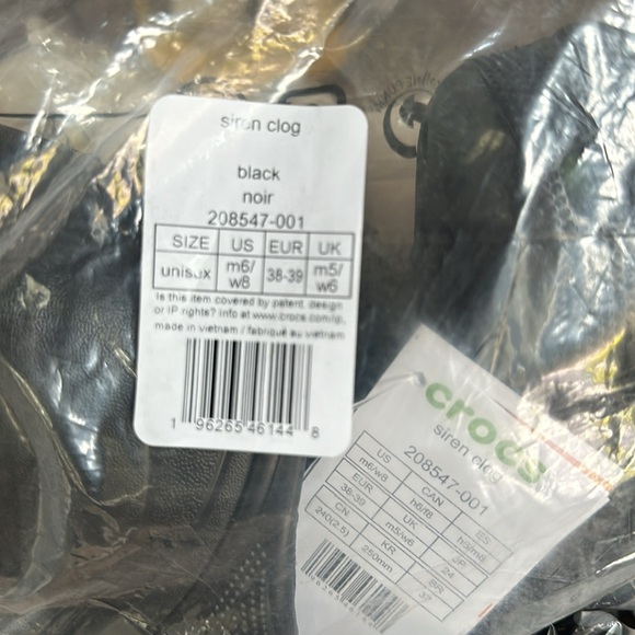 NEW Crocs Womens Classic Siren EVA Heel Platform Clog Black Noir or Bone Size 8 - Picture 2 of 10
